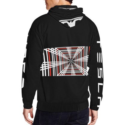 Tesla Plaid Hoodie - Sleeve Print Men's All Over Print Full Zip Hoodie (Model H14) - Image 4