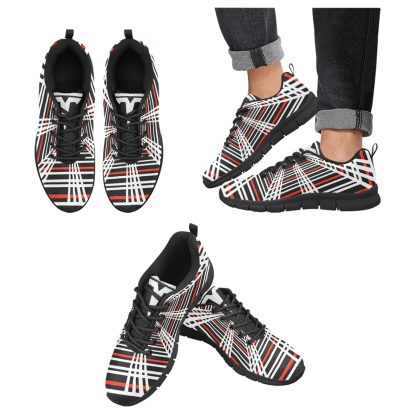 Tesla Plaid Shoes Men's Breathable Sneakers (Model 055) (Two Shoes With Different Printing)