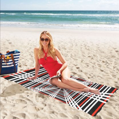 Tesla-plaid sand resistant Beach Towel - Image 4