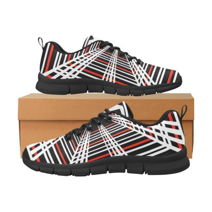 Tesla Plaid Shoes Men's Breathable Sneakers (Model 055) (Two Shoes With Different Printing) - Image 4