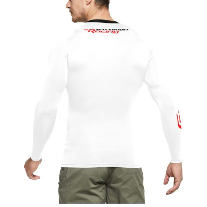 MACSBOOST Racing Swim Shirt - White /red/black Men's Long Sleeve Swim Shirt (Model S39) - Image 2