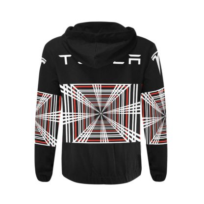 Tesla Plaid Zip Hoodie Plain Hood Men's All Over Print Full Zip Hoodie (Model H14) - Image 2