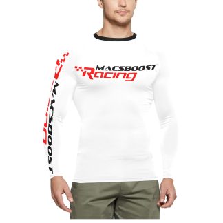 MACSBOOST Racing Swim Shirt - White /red/black Men's Long Sleeve Swim Shirt (Model S39)