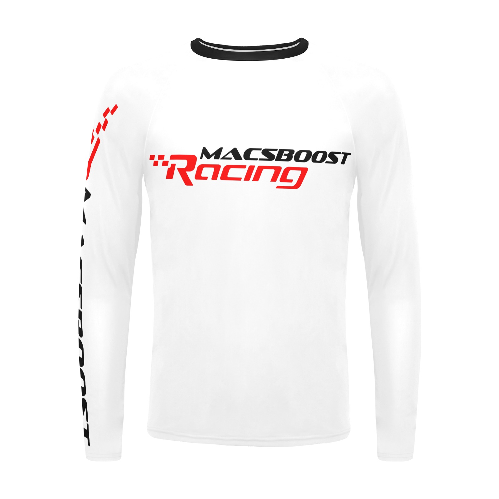 MACSBOOST Racing Swim Shirt - White /red/black Men's Long Sleeve Swim Shirt (Model S39) - Image 3