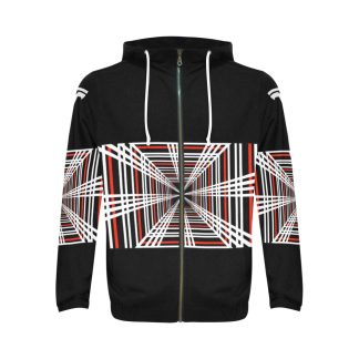 Tesla Plaid Zip Hoodie Plain Hood Men's All Over Print Full Zip Hoodie (Model H14)