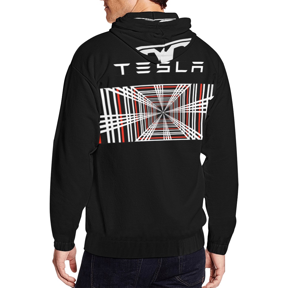 Tesla Plaid Hoodie 2 Men's All Over Print Full Zip Hoodie (Model H14) - Image 4